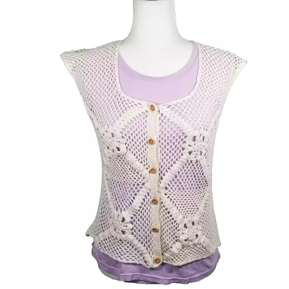 Vintage Women's Sweater Vest Size M Homemade Crochet